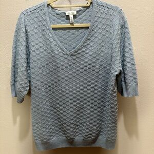 Ella Moss Light Blue Textured Knit Top Size XL